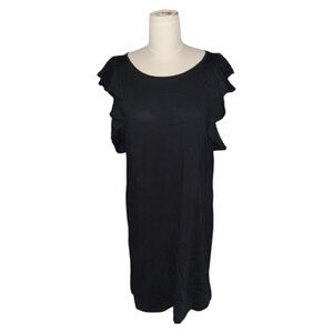 J. Crew Black Ruffle Sleeve Dress